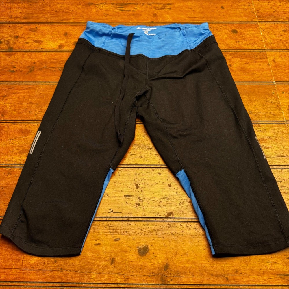 Brooks Equilibrium Technology Womens Small Black Blue Running Knickers Capris