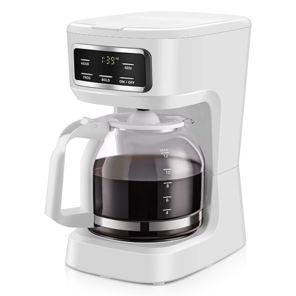 Finish 12-Cup Programmable Coffee Maker, White