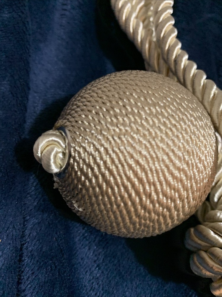 Drapery Tie Backs Pair twisted cord With Large Beige Balls