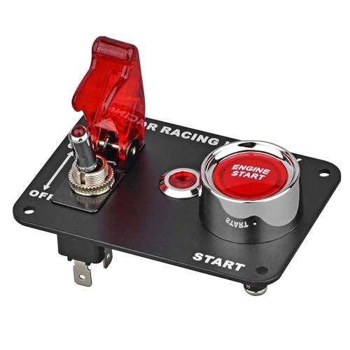 Racing Car Ignition Switch Panel, 12V Switch Panel 2 in 1 with Car Engine red