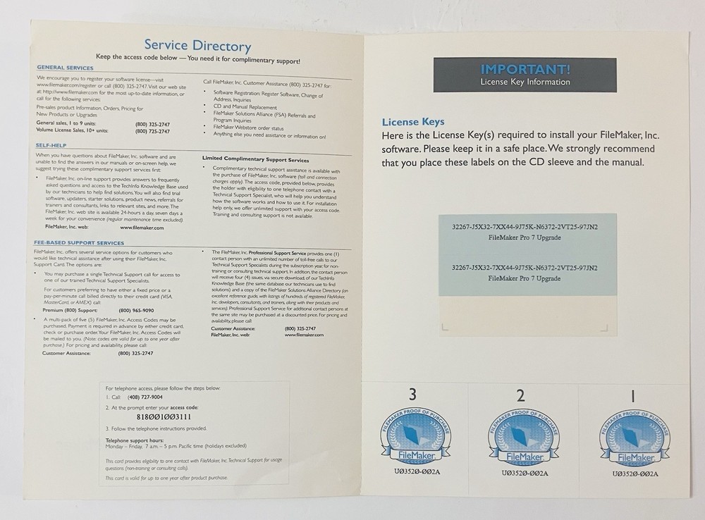Vintage FileMaker Pro 7 Upgrade 2004 Mac/Win CD Complete w/ Docs