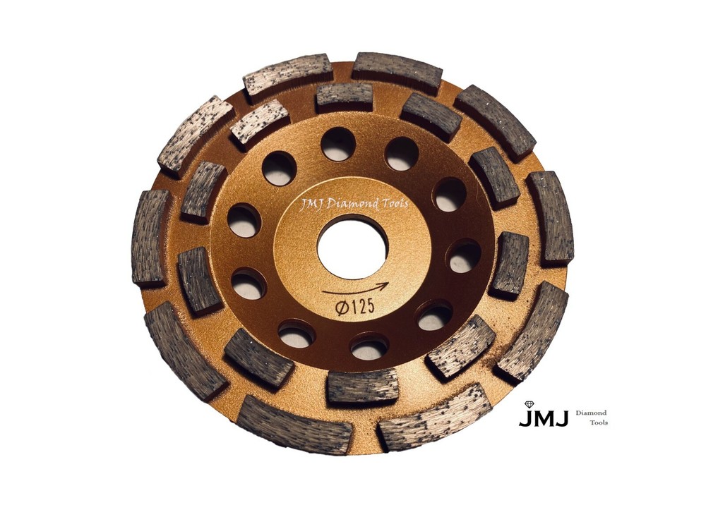 2pack: 5" Diamond Double Row Cup Wheel Non Thread 7/8" Concrete Stone Grinding