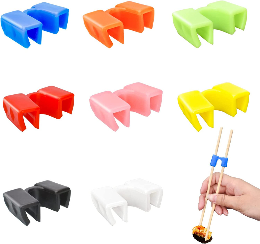 Reusable Chopstick Helpers 8 Pairs Training Chopstick Hinges Connector Multicolo