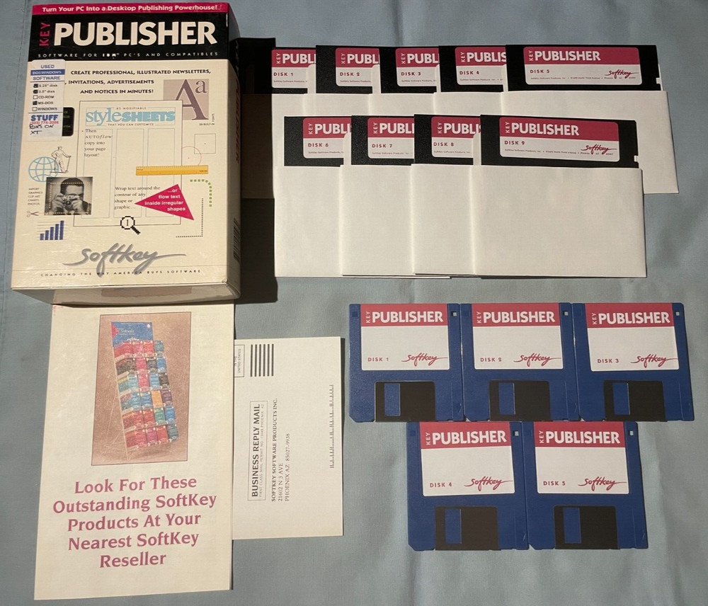 KEY PUBLISHER - IBM PC Computer Desktop Publishing Software Boxed Disks UNTESTED