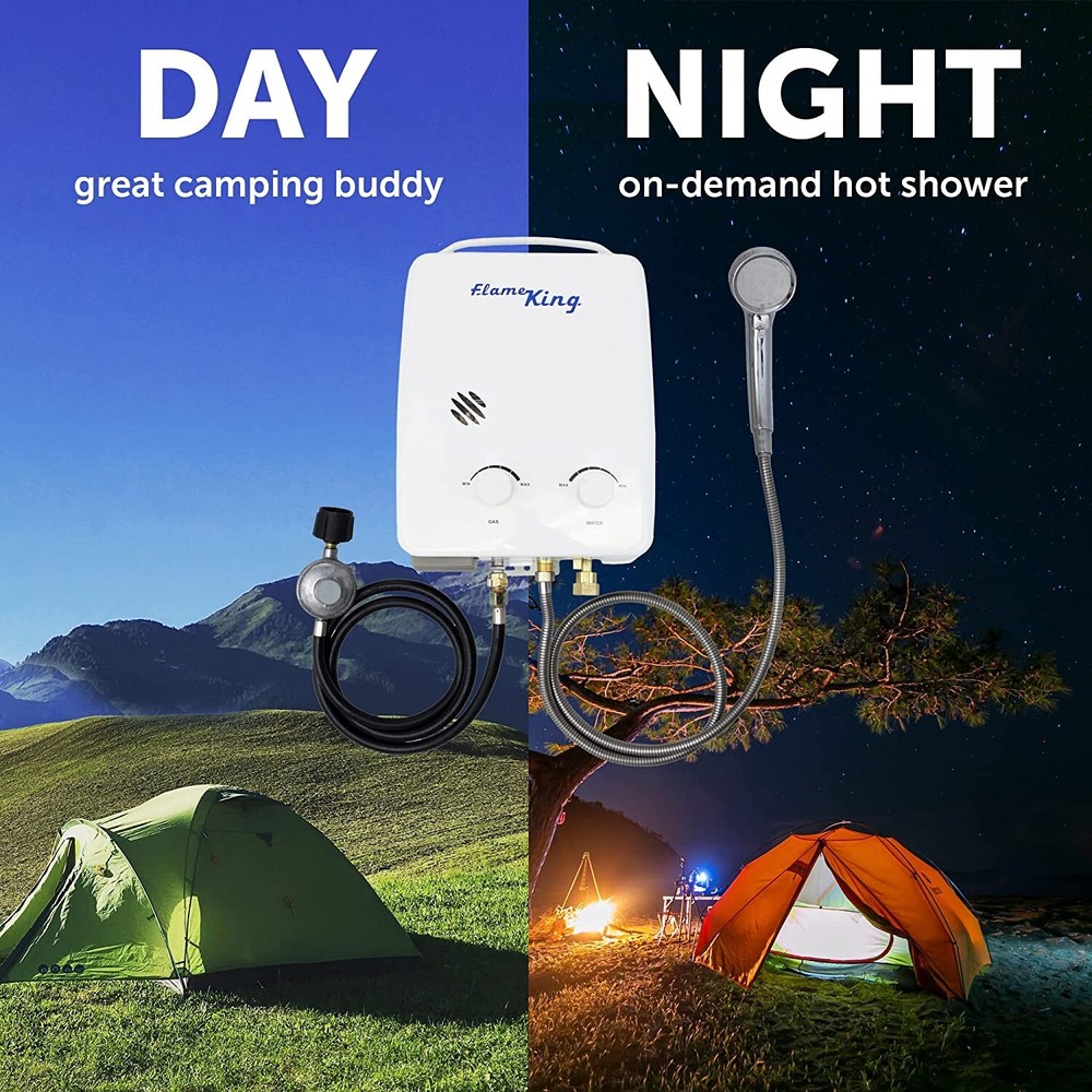 Portable Tankless Water Heater Propane 5L 1.32GPM at 34,000 BTU, Instant Shower