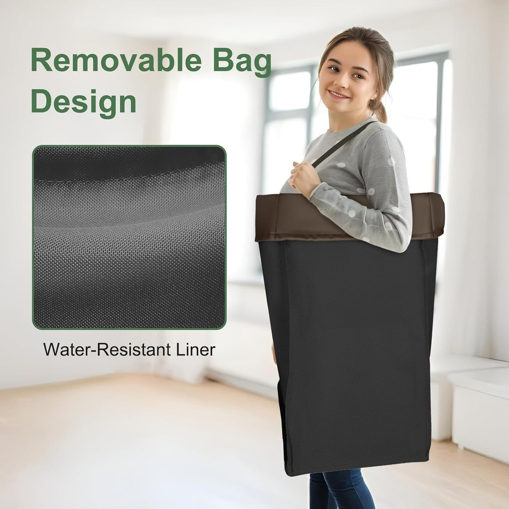 320L Laundry Hamper W/ Wheels 3 Section Large Rolling Laundry Basket Bag