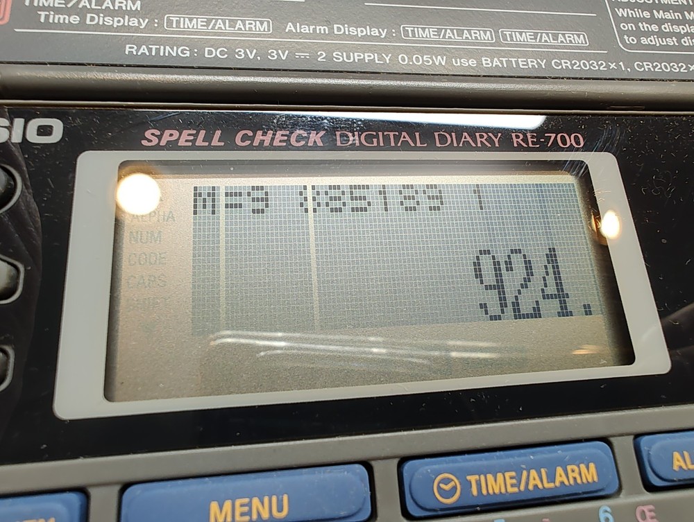 Casio RE-700 Spell Check Digital Diary WORKS