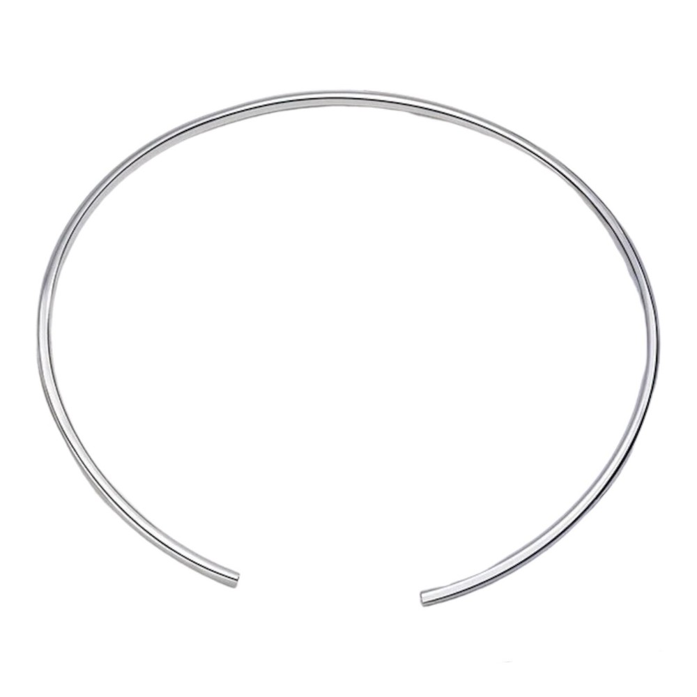 ZARD Solid Flat Choker Slider Open Collar in Silver Plating