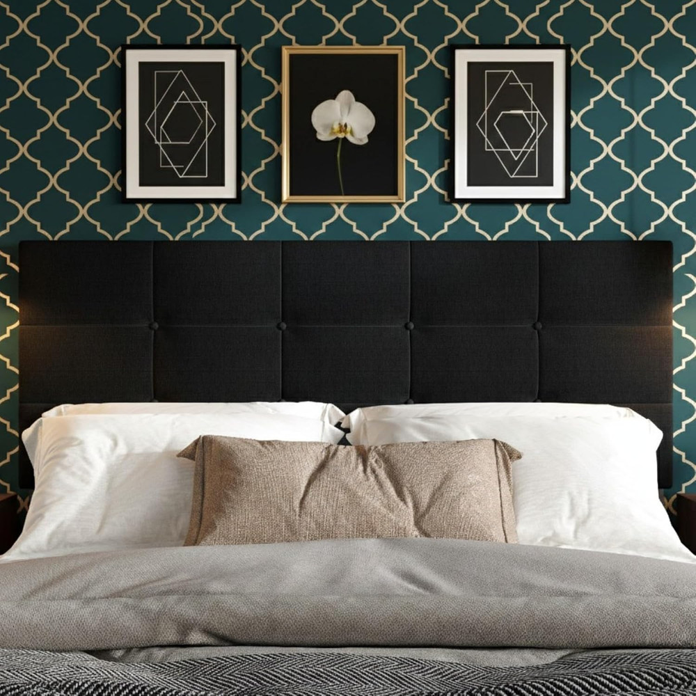 Dillon Full Tufted Upholstered Headboard with Adjustable Height - Black