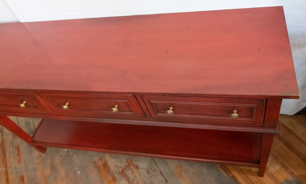 Vintage Old Hickory Chair Company Red Sideboard Console Table