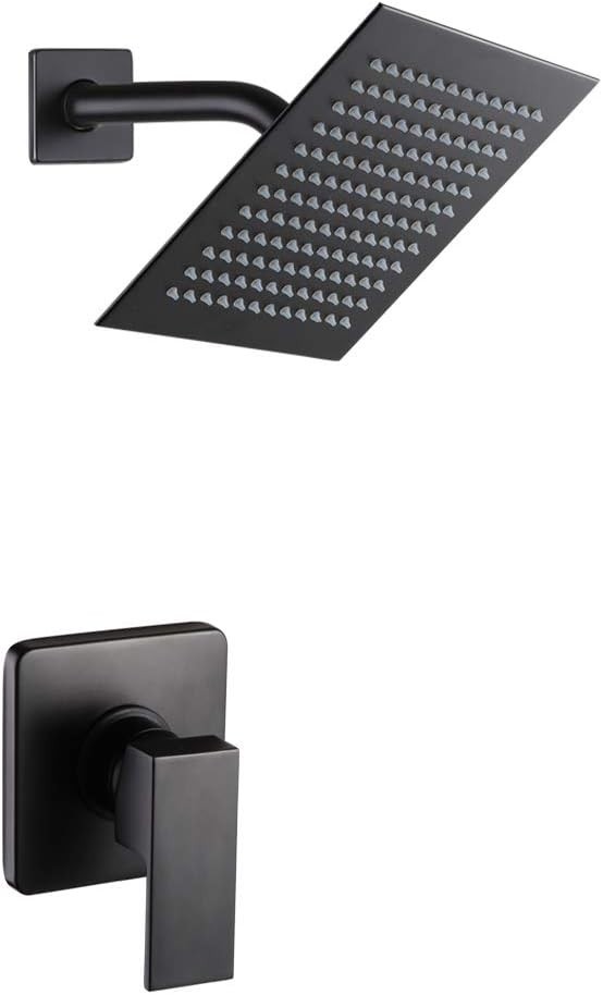 8 Inch Matte Black Shower Kit - Durable Brass Valve & Rainfall Function