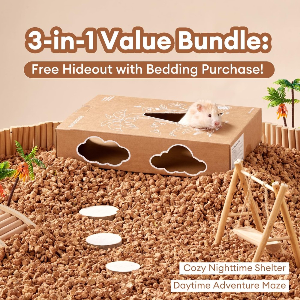 Cork Bedding 5L Natural Hamster Odor Control Substrate Hideout Box 45mm