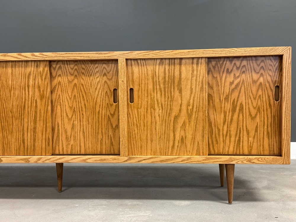 Refinished Oak 96” Sideboard Credenza