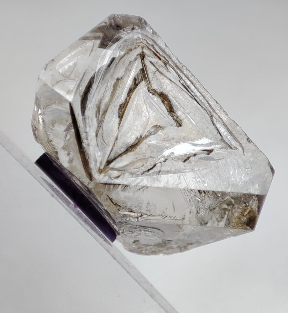 Window Quartz Crystal With Clay Inclusion Having Good Luster & Nice Termination.