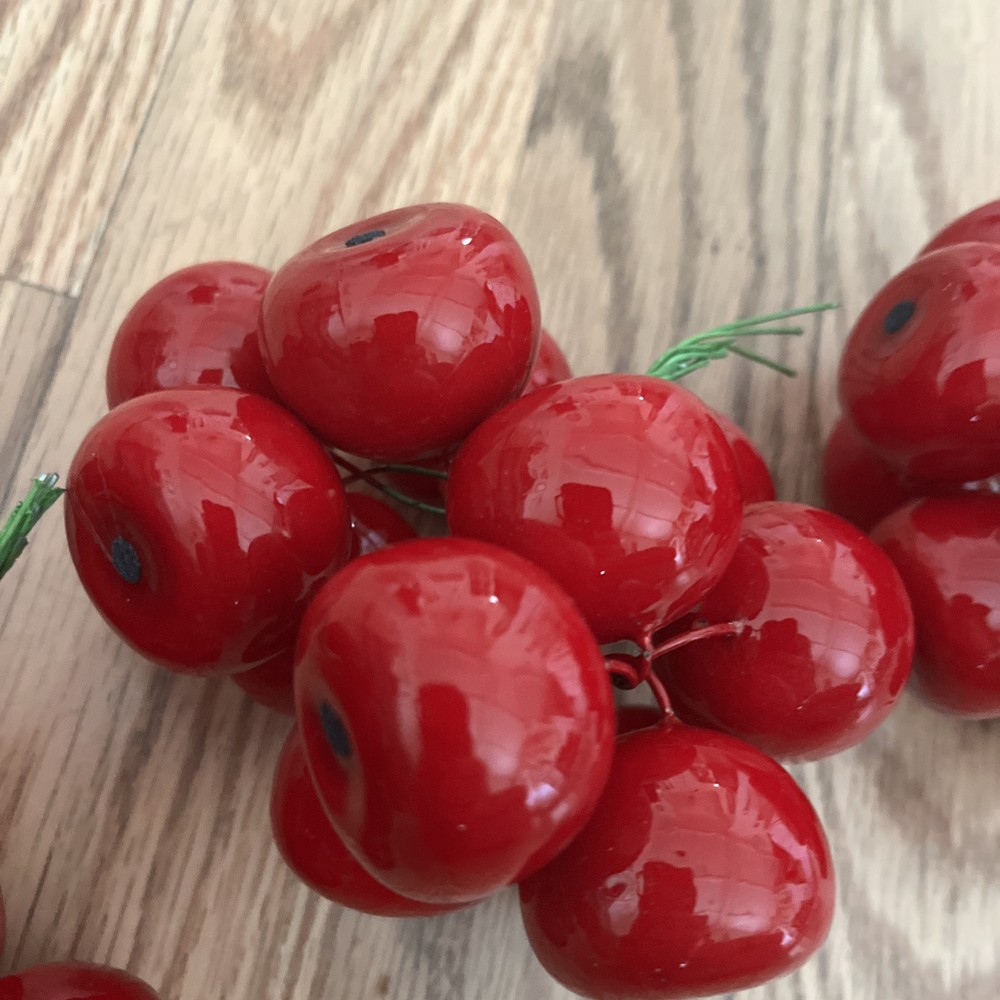 48 Pcs Red Artificial Cherries, Fake Fruit Decor Simulation Cherry Model