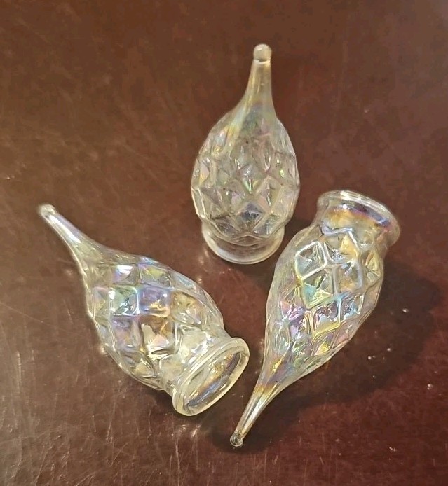 Diamond Pattern Glass Flame Tip Christmas Light Covers Clear Opalescent x31 READ