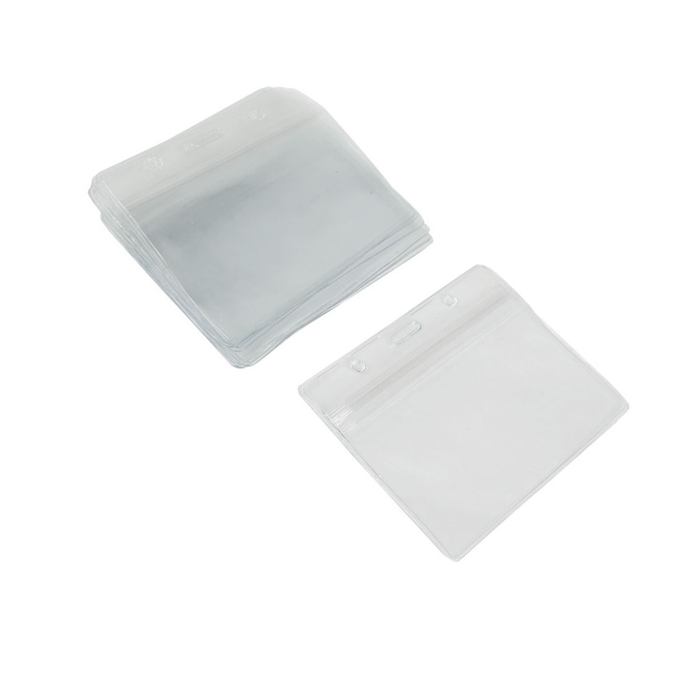 Plastic Horizontal Business Working Name ID Badge Card Holder 10pcs