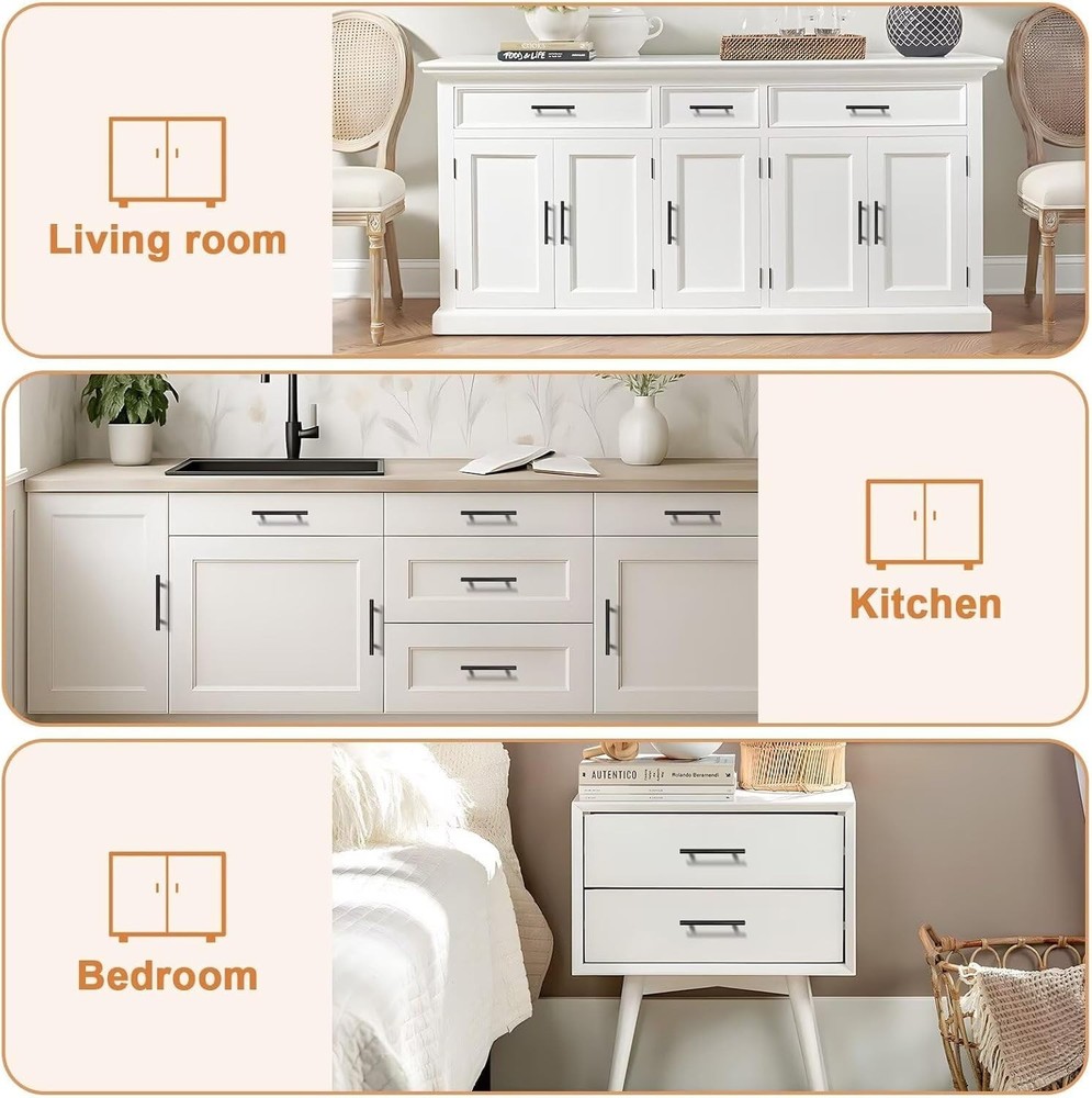 30 Pack Kitchen Cabinet Handles - Hole Centers 3.75"