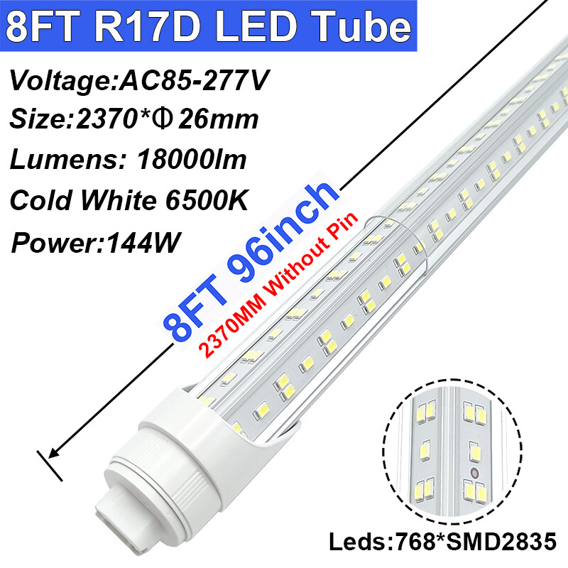 8' Led Shop Light Double Pin 144W 6500K NO RF Interference Commercial Garage LED