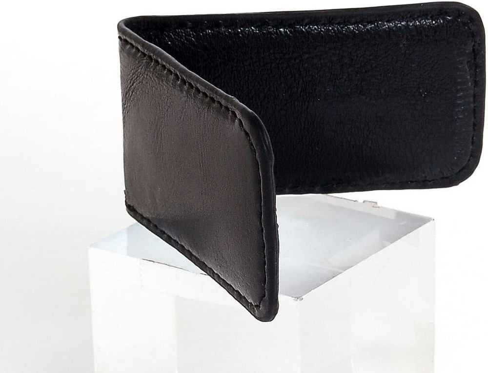 Black Leather Magnetic Money Clip