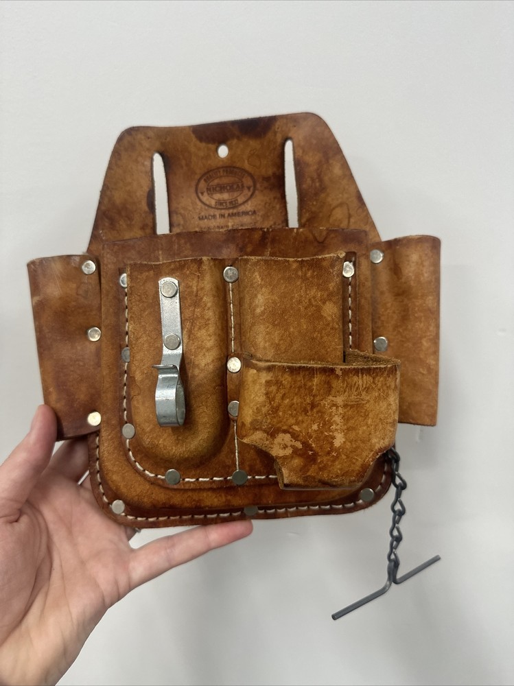 NICHOLAS COWHIDE 438 TOOL BAG HOLDER LEATHER BELT POUCH
