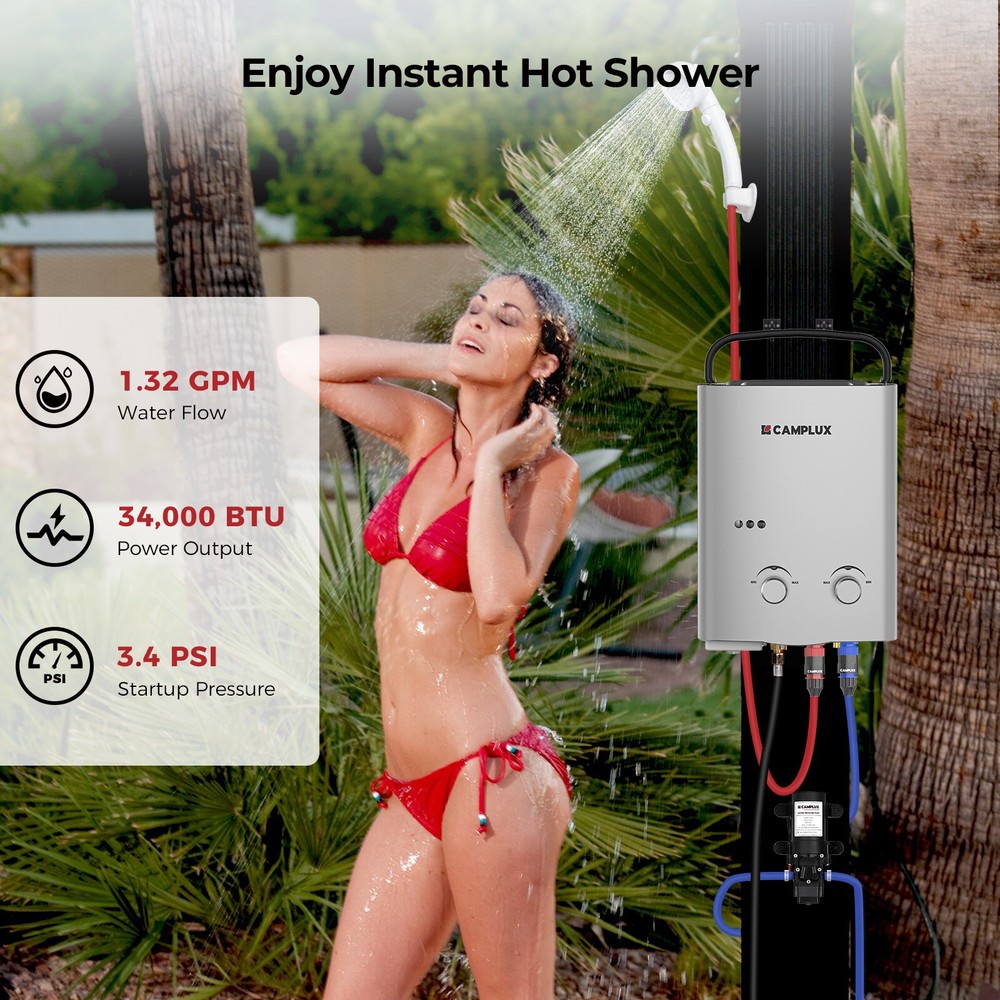 Camplux Tankless Hot Water Heater & Pump Kit Outdoor Portable Gas Water System