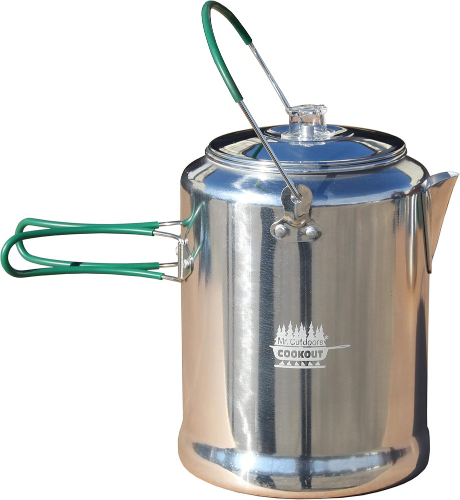 Mr. Outdoors Cookout 20 Cup Aluminum Coffee Percolator, Silver, Medium