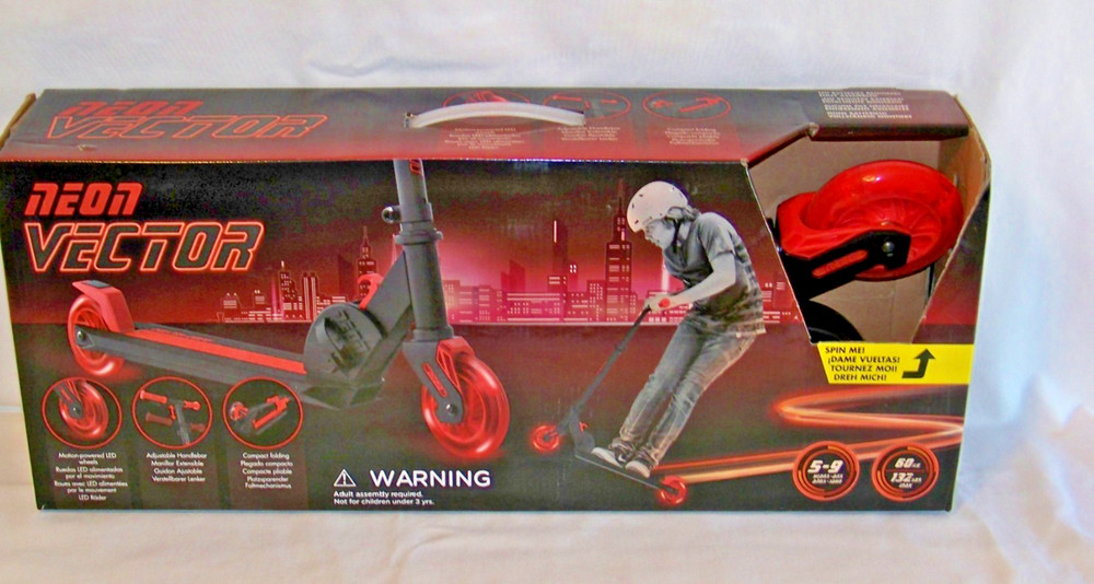 NEON VECTOR KICK SCOOTER WITH LED WHEELS RED