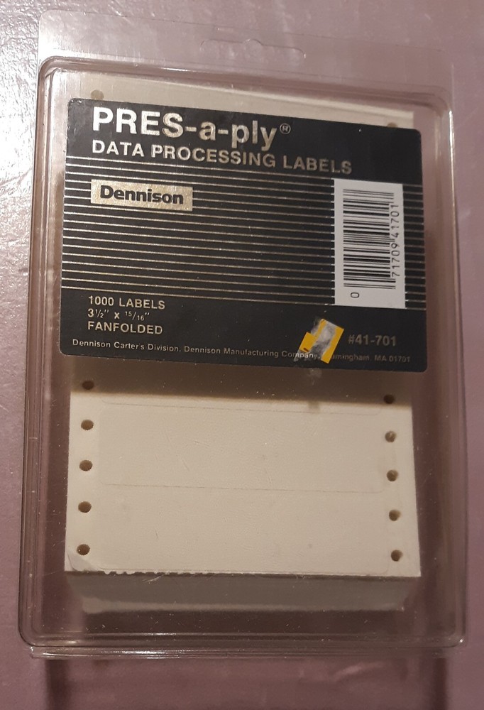 Dennison PRES-a-ply address envelope/Floppy Disk Diskette Label continuous Apple