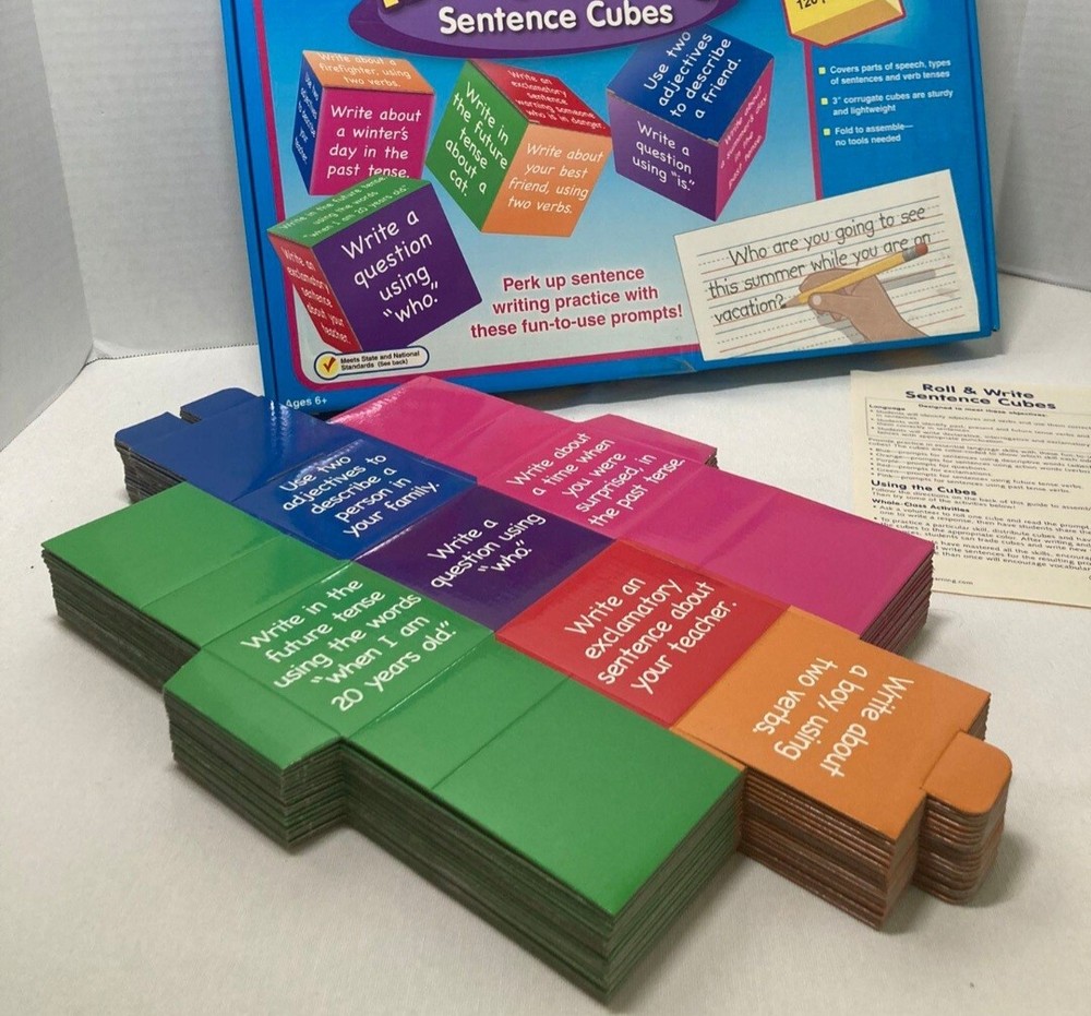 Lakeshore Game Roll & Write Sentence Cubes Big Dice Game EE338