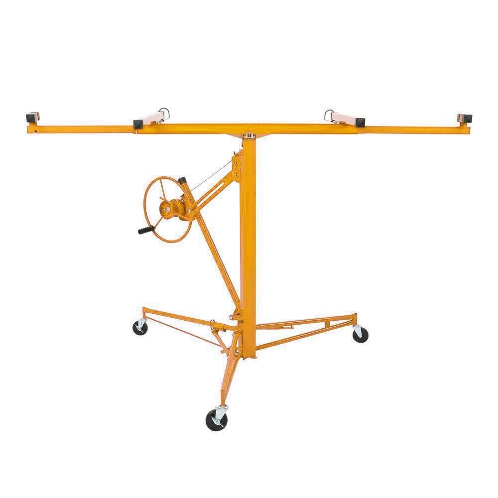 16 Ft Drywall Rolling Lifter Panel Hoist Jack Lifter with Lockable Wheels Yellow