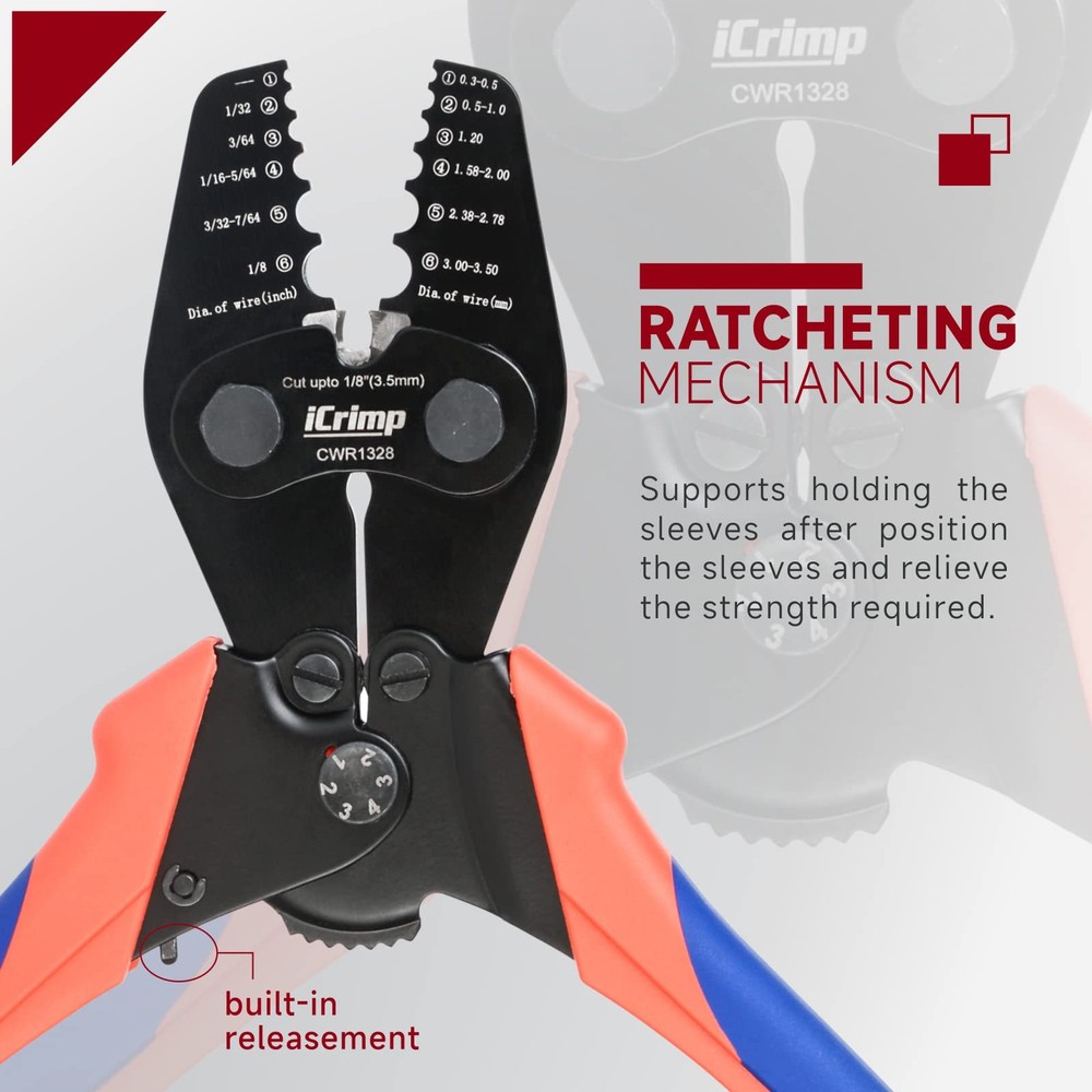 Wire Rope Crimping Tool with built-in Cutter for Cable Railing