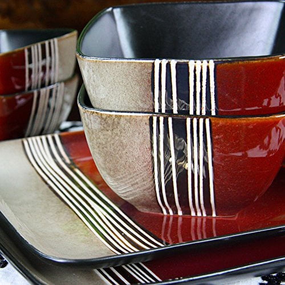 Downtown Loft 16 Piece Double Bowl Stoneware Dinnerware Set W/ Service 4