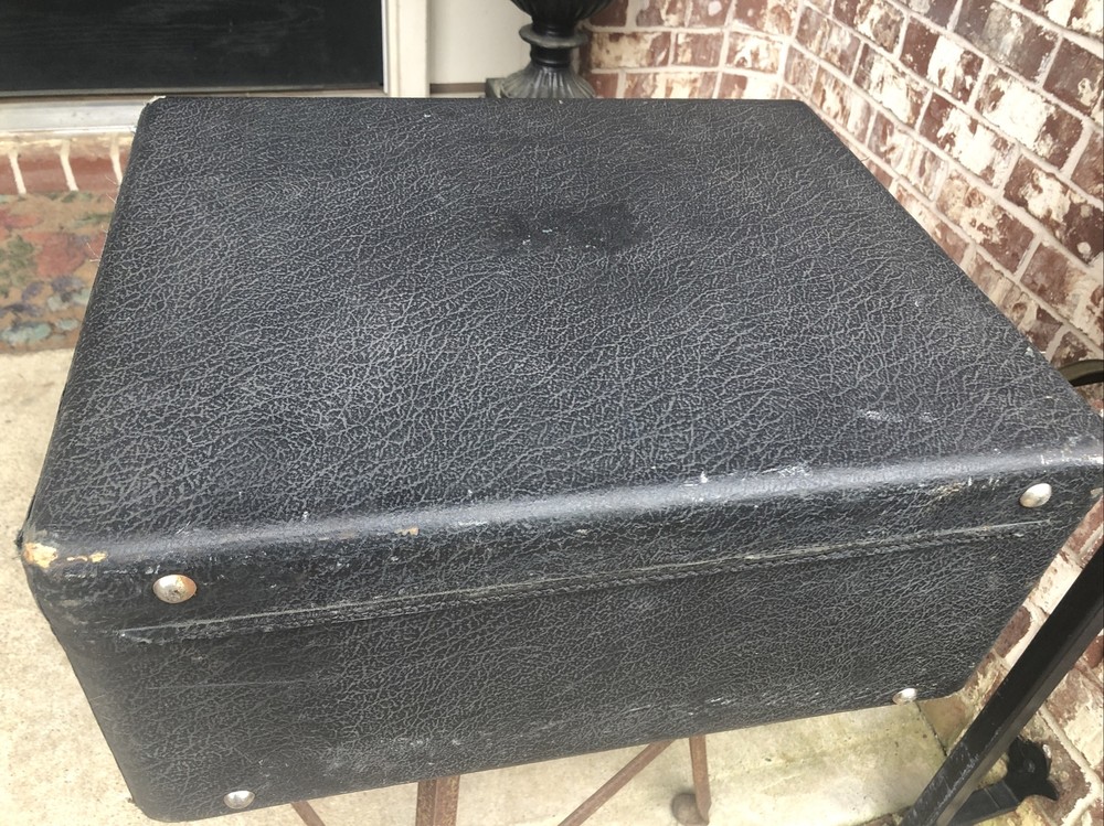 Antique Train Travel Case Black w/Key As Is