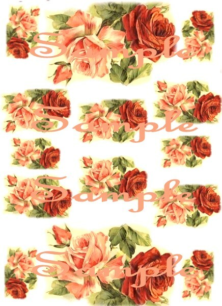 Shabby Roses Victorian Bunch Waterslide Decals