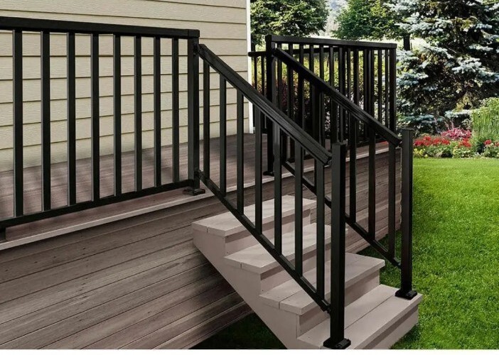 Black Aluminum Deck Railing Wall Mount Bracket Kit | Peak In