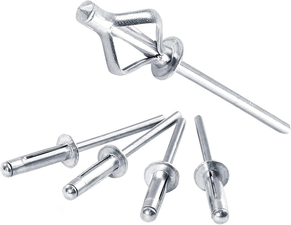 5/32" X 3/4" Trifold Exploding Pop Rivets, Solid Aluminum Tri Grip Rivets Bulb S