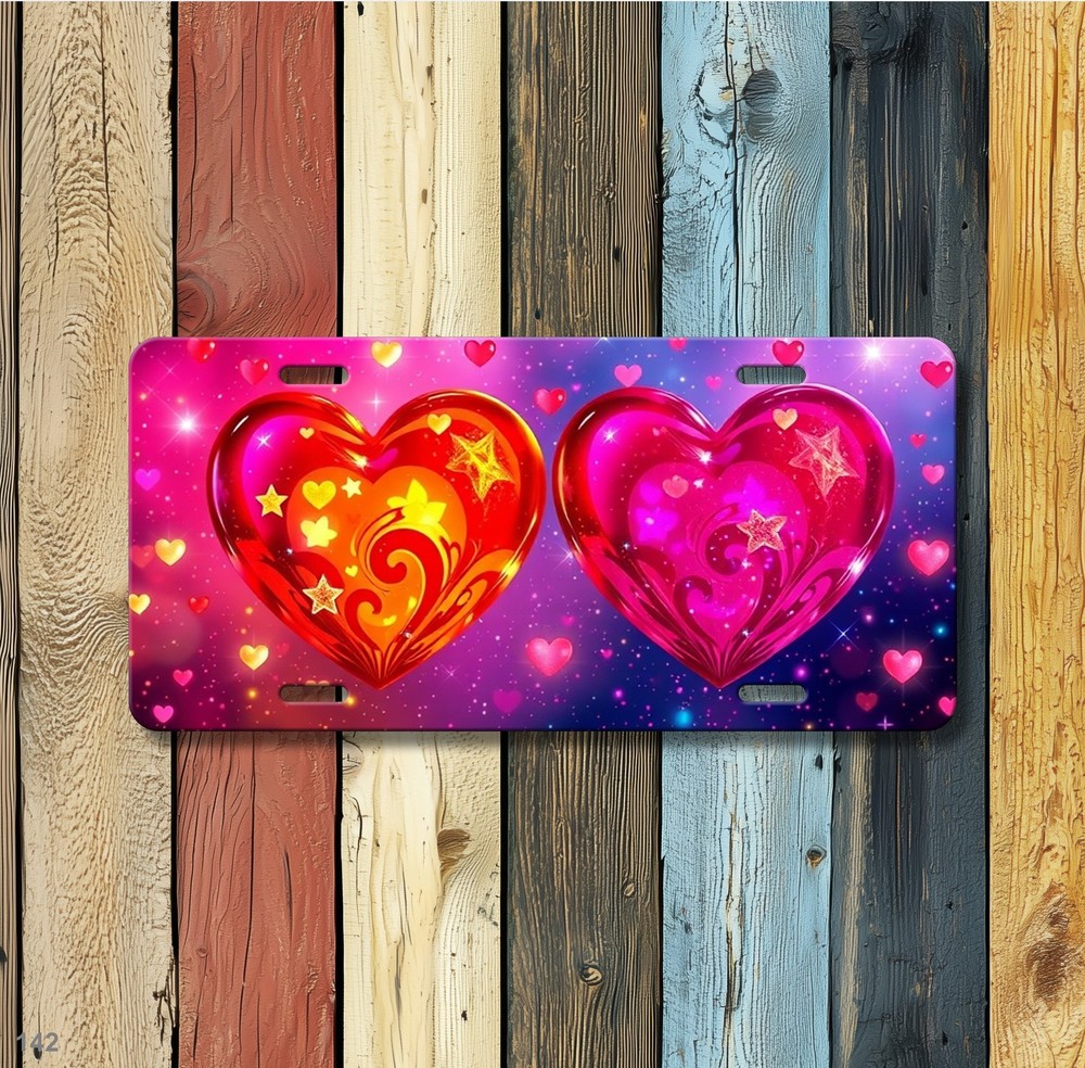 Premium Hearts License Plate Customizable Front Plate Gift Idea