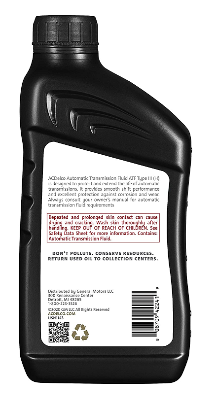 ACDelco 109240 ATF Type III (H) Automatic Transmission Fluid 6 Quart
