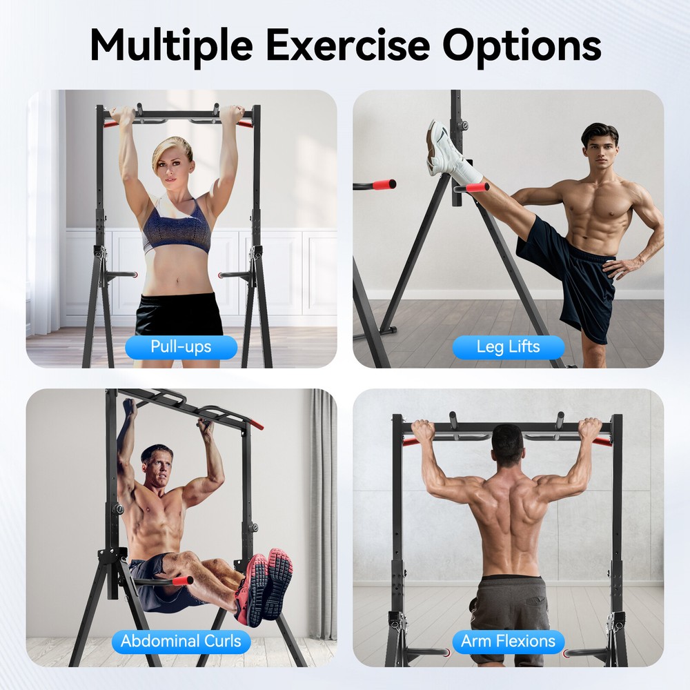 Adjustable Power Tower Dip Station Pull Up Bar, Multifunction Triangular Struct