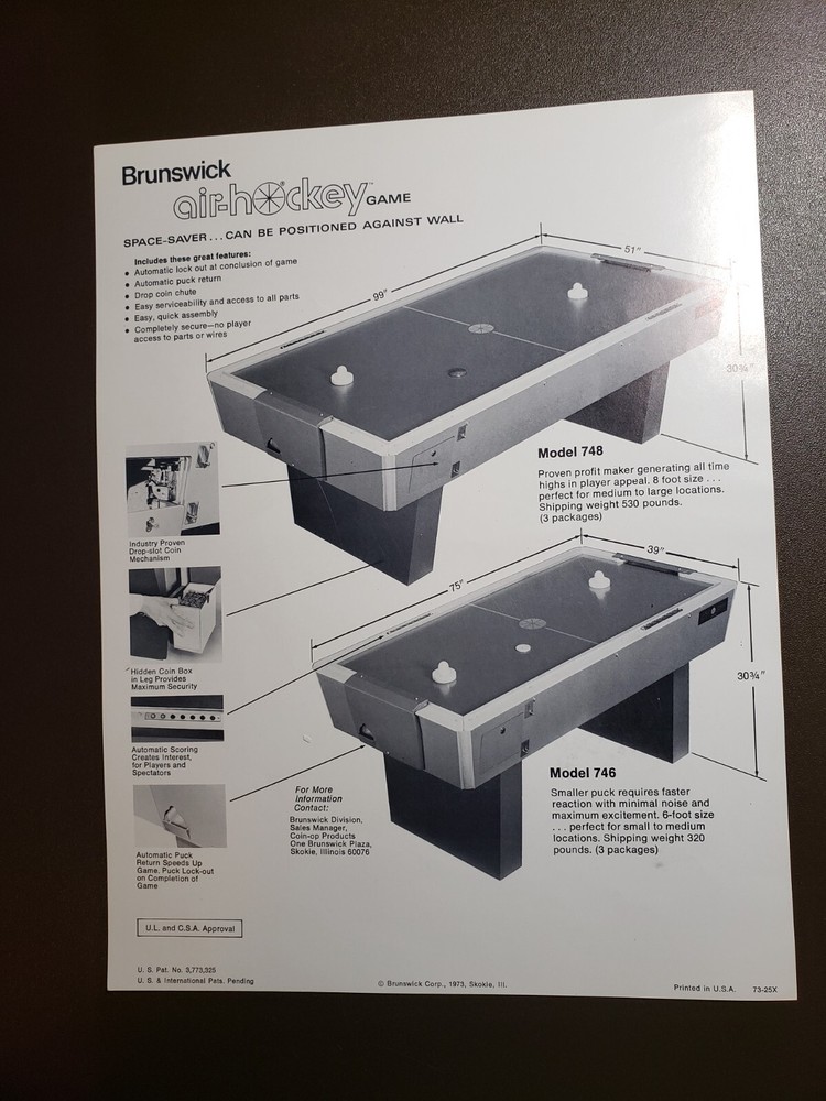Brunswick AIR-HOCKEY Arcade Flyer