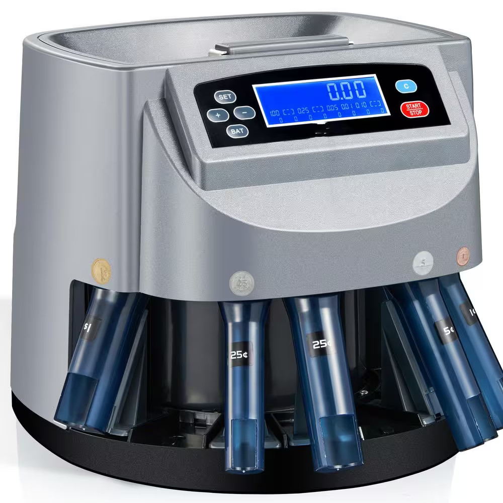 High Efficiency Coin Counter Sorter Wrapper Machine LCD Display 500 Coin Capacit