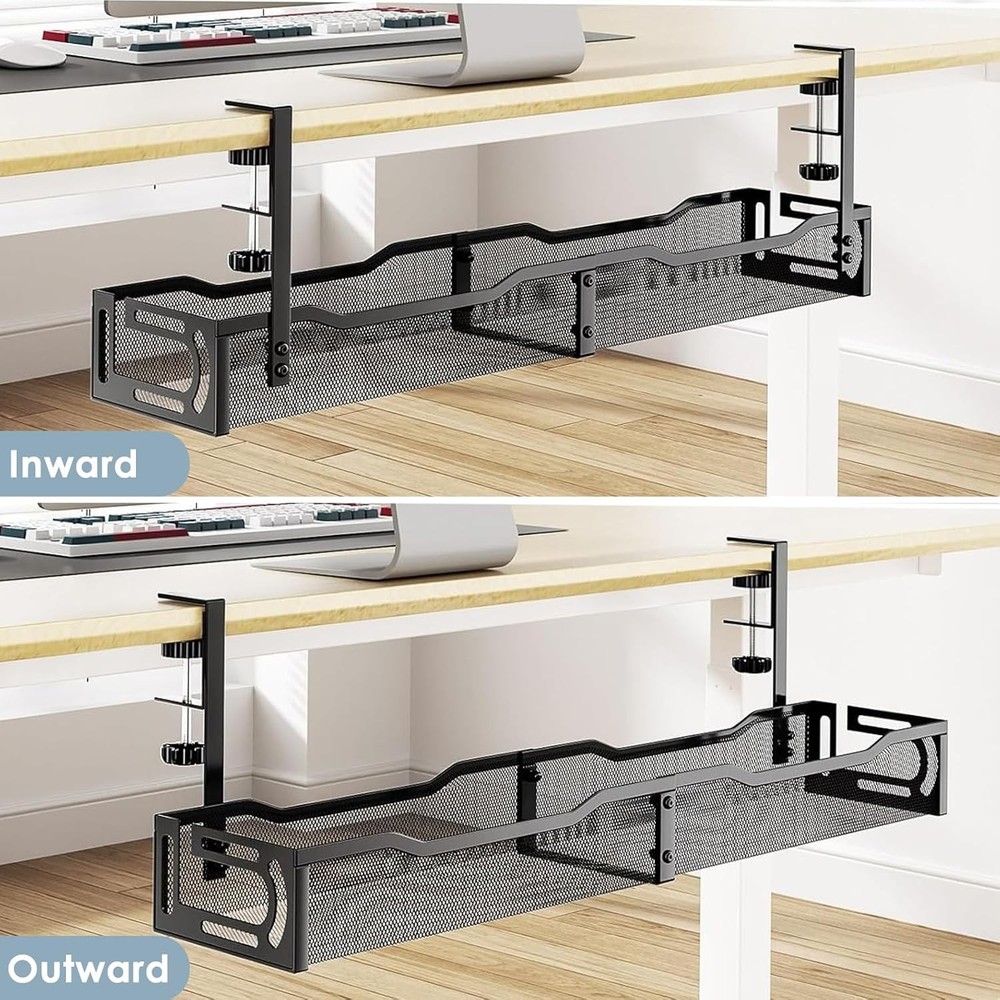 Under Desk Cord Organizer, 25", No Drill Black