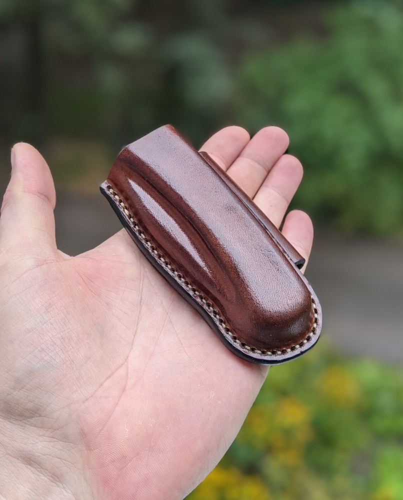 Horizontal scabard leather sheath for buck 110 Folding Hunter