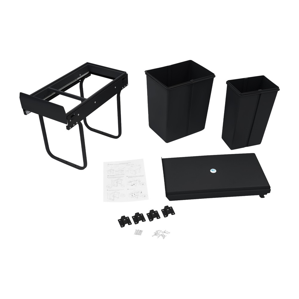 Pull Out Under Cabinet Double Trash Can 10L + 20L Garbage Can Kitchen Waste Bin