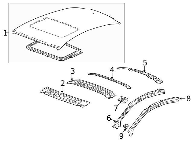 Genuine GM Passenger Side Roof Front Header Panel Extension 23205384