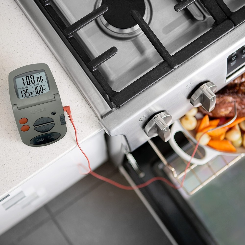 Meat Thermometer Digital Probe Timer Grill BBQ Kitchen Grey