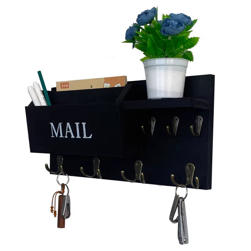 Mail Organizer for Wall Mount ,Key Holder with Shelf Includes Holder and Hooks