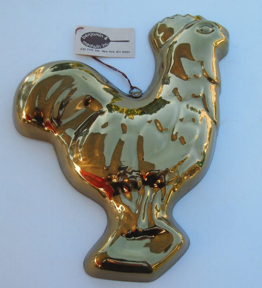 Solid Brass ROOSTER MOLD Nickle lined Kitchen Wall Hanging with Hang Tag