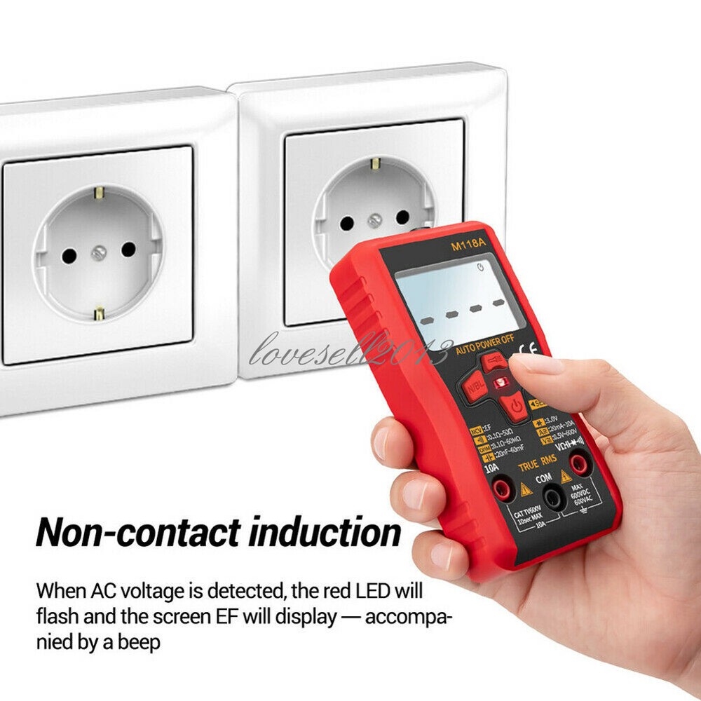 AC/DC True RMS Digital Multimeter Amp Ohm Voltage Resistance Tester Meter